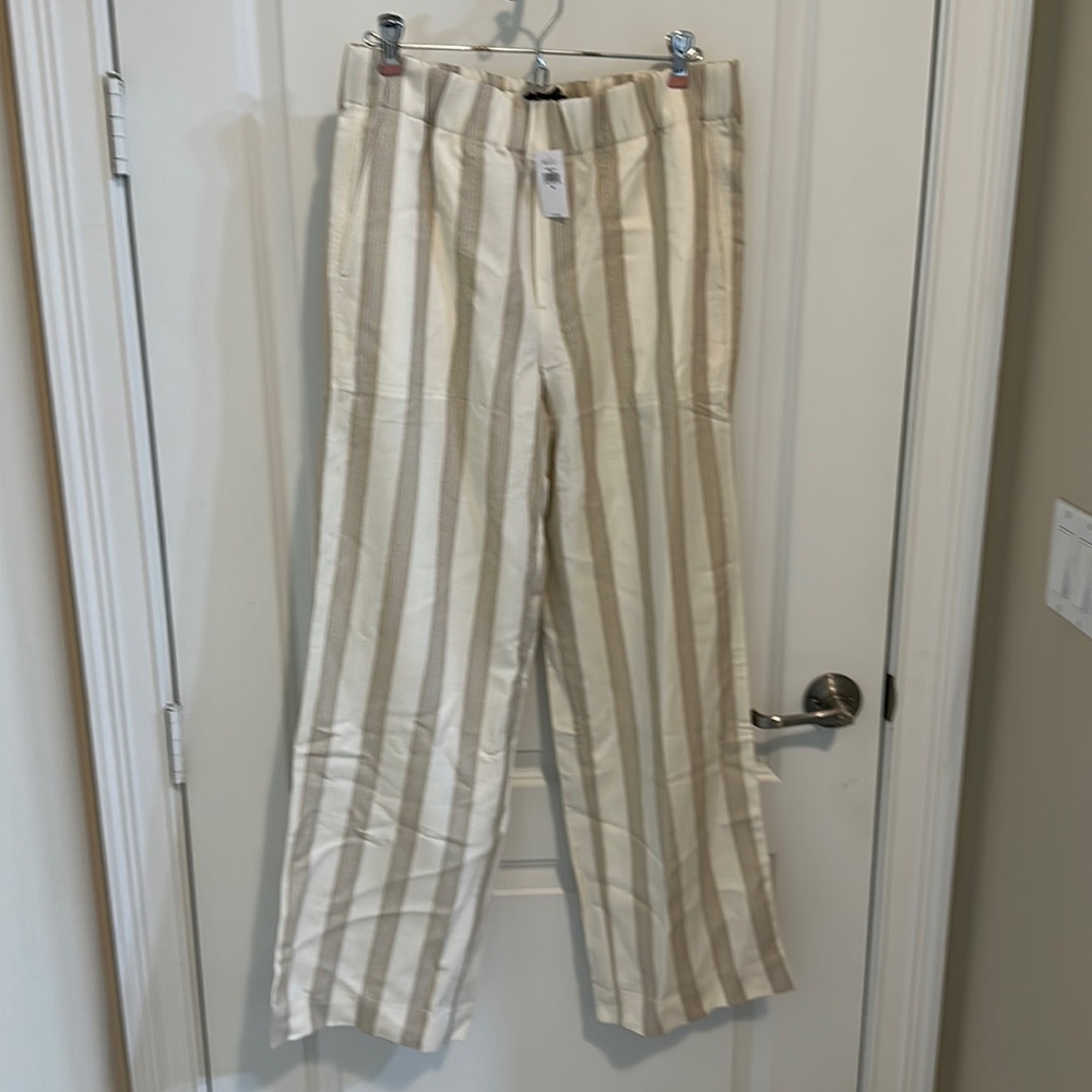 Banana Republic wide leg cream striped pants